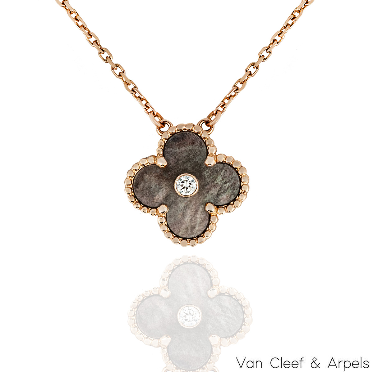 Van Cleef & Arpels Limited Edition Grey Mother Of Pearl Vintage Alhambra  Holiday Pendant | Rich Diamonds